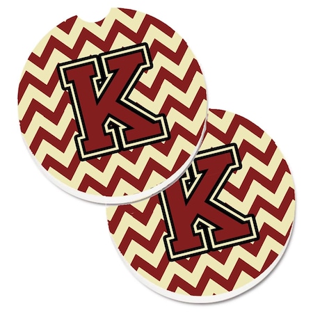 Carolines Treasures Letter K Chevron Maroon and Gold Cup Holder Car Coaster, PK2 CJ1061-KCARC